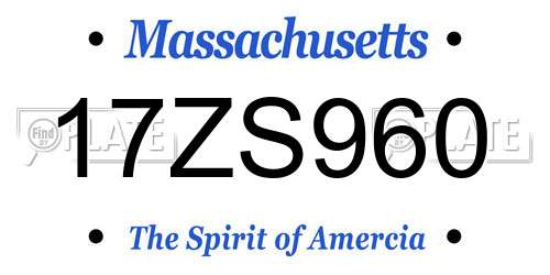 17ZS960 Massachusetts License Plate