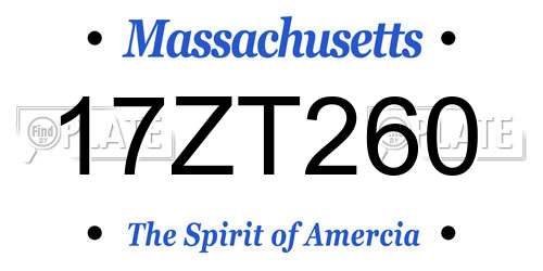 17ZT260 Massachusetts License Plate