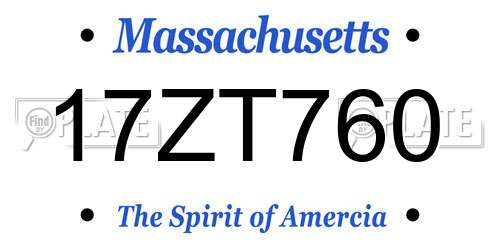 17ZT760 Massachusetts License Plate