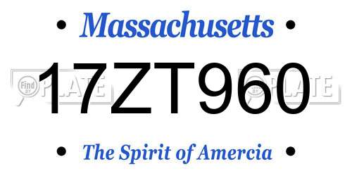 17ZT960 Massachusetts License Plate