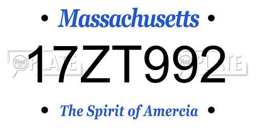 17ZT992 Massachusetts License Plate