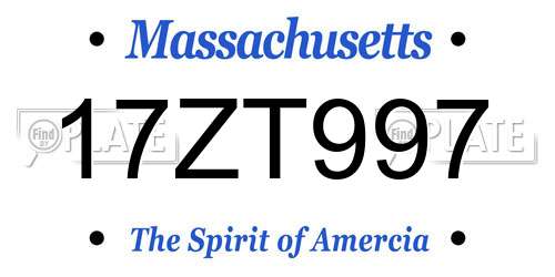 17ZT997 Massachusetts License Plate