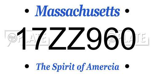 17ZZ960 Massachusetts License Plate