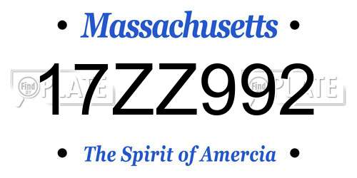 17ZZ992 Massachusetts License Plate