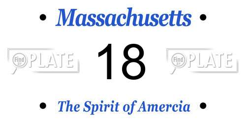 18 Massachusetts License Plate