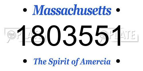 1803551 Massachusetts License Plate