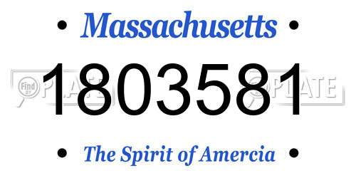 1803581 Massachusetts License Plate