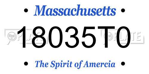 18035T0 Massachusetts License Plate