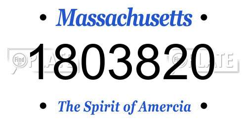 1803820 Massachusetts License Plate