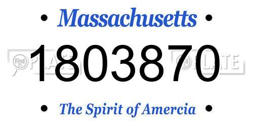1803870 Massachusetts License Plate