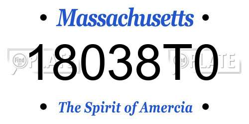 18038T0 Massachusetts License Plate