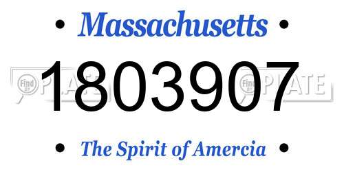 1803907 Massachusetts License Plate