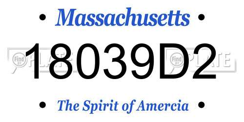 18039D2 Massachusetts License Plate