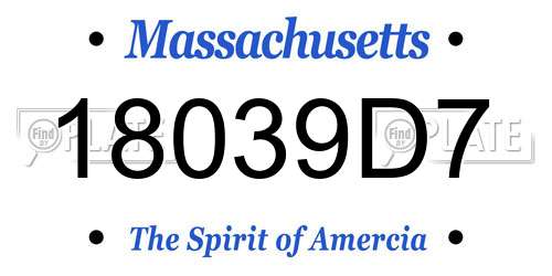 18039D7 Massachusetts License Plate
