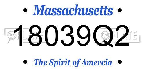 18039Q2 Massachusetts License Plate