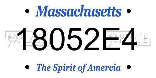 18052E4 Massachusetts License Plate