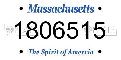 1806515 Massachusetts License Plate