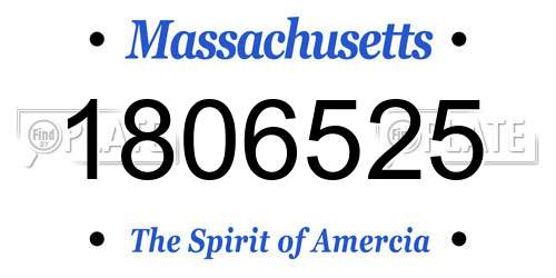 1806525 Massachusetts License Plate