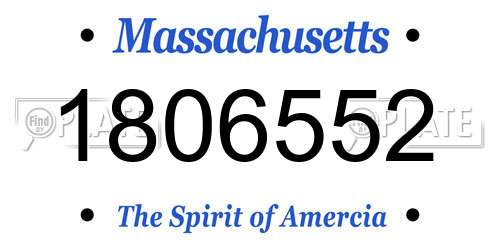 1806552 Massachusetts License Plate