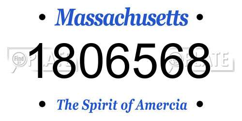 1806568 Massachusetts License Plate