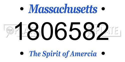 1806582 Massachusetts License Plate