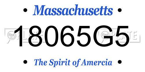 18065G5 Massachusetts License Plate