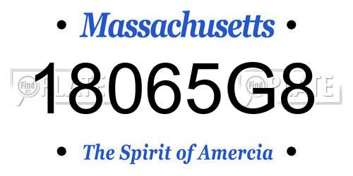 18065G8 Massachusetts License Plate