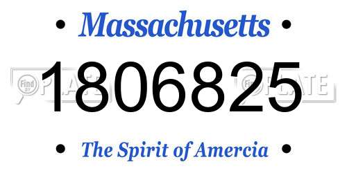 1806825 Massachusetts License Plate