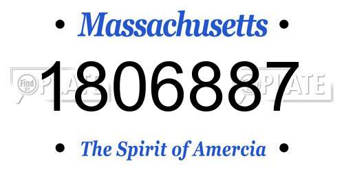 1806887 Massachusetts License Plate