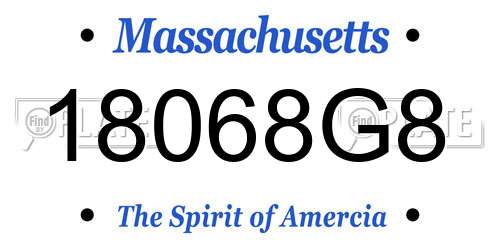 18068G8 Massachusetts License Plate