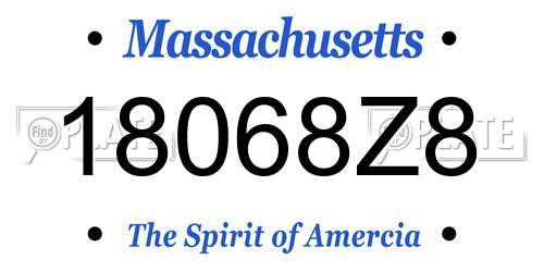 18068Z8 Massachusetts License Plate