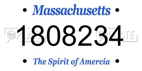 1808234 Massachusetts License Plate