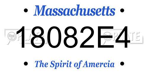 18082E4 Massachusetts License Plate