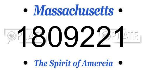 1809221 Massachusetts License Plate