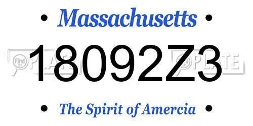 18092Z3 Massachusetts License Plate