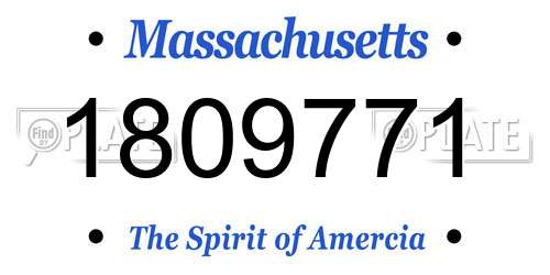 1809771 Massachusetts License Plate