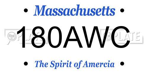 180AWC Massachusetts License Plate