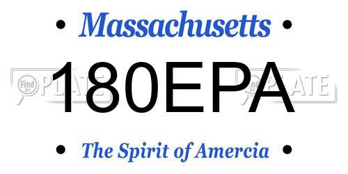 180EPA Massachusetts License Plate
