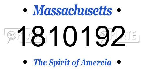 1810192 Massachusetts License Plate