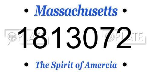 1813072 Massachusetts License Plate