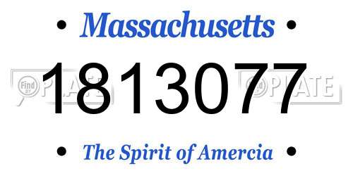 1813077 Massachusetts License Plate
