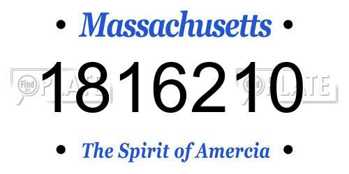 1816210 Massachusetts License Plate