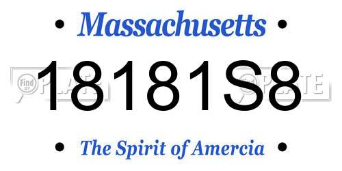 18181S8 Massachusetts License Plate