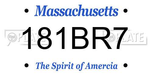 181BR7 Massachusetts License Plate