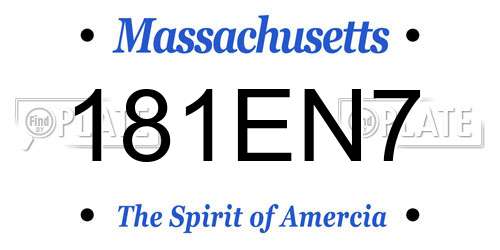 181EN7 Massachusetts License Plate
