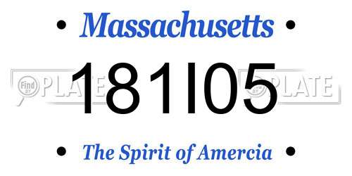 181I05 Massachusetts License Plate