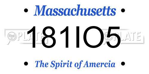 181IO5 Massachusetts License Plate