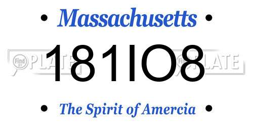 181IO8 Massachusetts License Plate