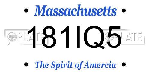 181IQ5 Massachusetts License Plate