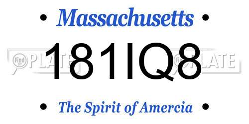 181IQ8 Massachusetts License Plate